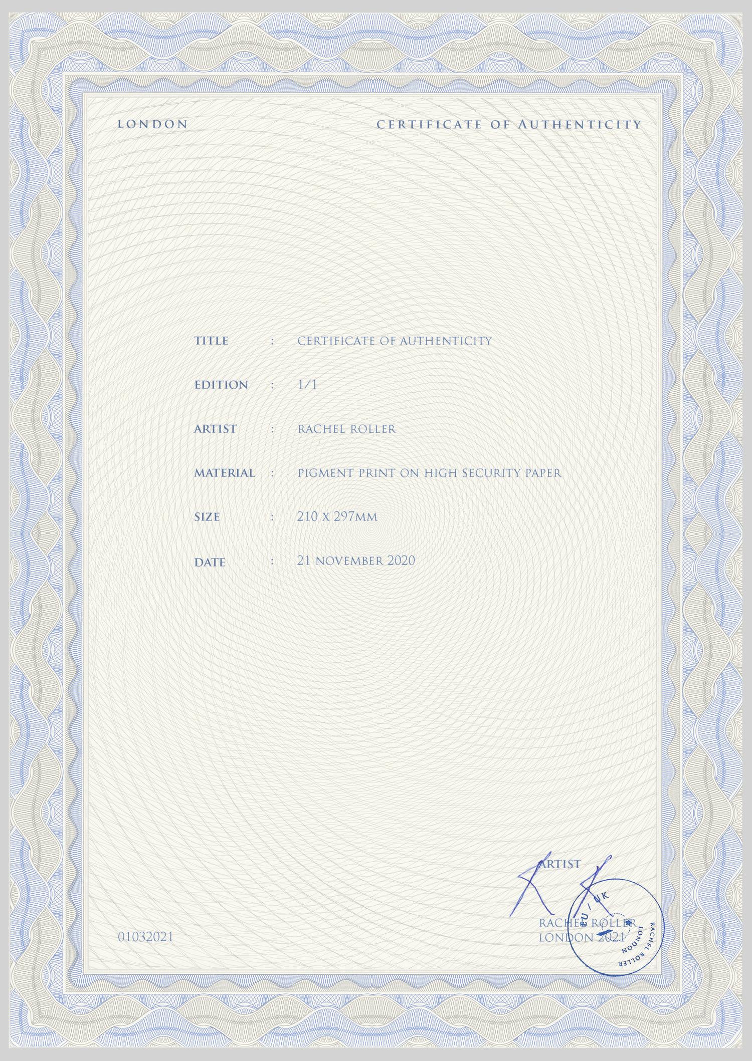 Certificate of Authentication